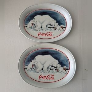 2 Coca Cola polar bear Trays. 1996